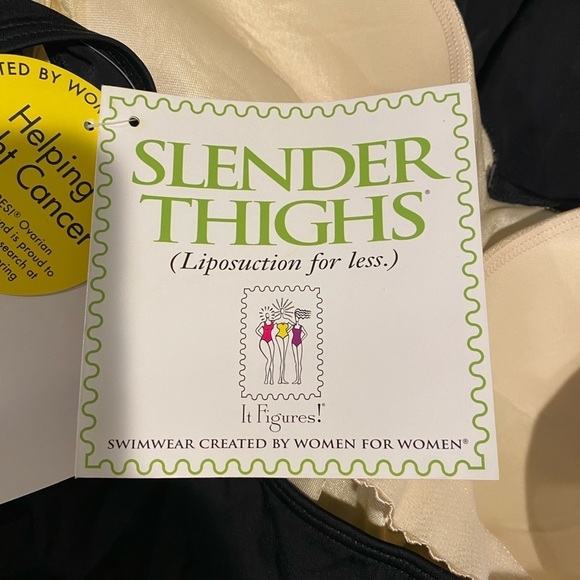 IT FIGURES SLENDER THIGHS Black With Print Slimming Swim Dress NWT Size 20W - Picture 6 of 9